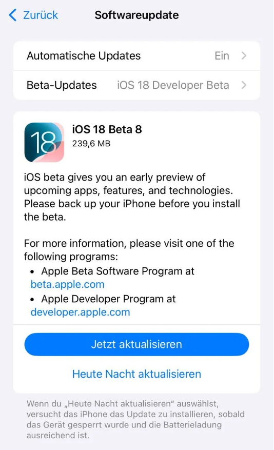 桃山苹果手机维修分享苹果 iOS / iPadOS 18 开发者预览版 Beta 8 发布 